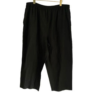 Eskandar Black Linen Wide Leg Pants Drop Crotch Pull On Size 2 Lagenlook Minimal